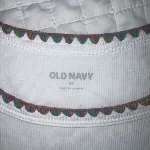 Old Navy White Tank with Multicolor Scallop Trim